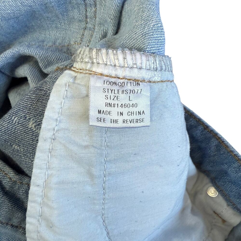 Sunset & Spring L Patchy Destroyed Denim Mini Skirt Frayed Raw Hem Distressed - Picture 5 of 5